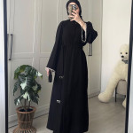 عباي كريب الاكمام ستراس
