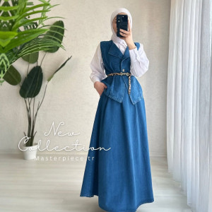 طقم جينز  تنوره مع ڤست وحزام تايغ بدو قميص