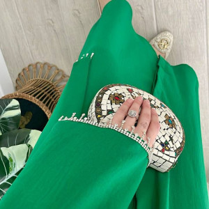 عباي كريب الاكمام ستراس