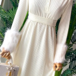 فستان صوف مع فرو